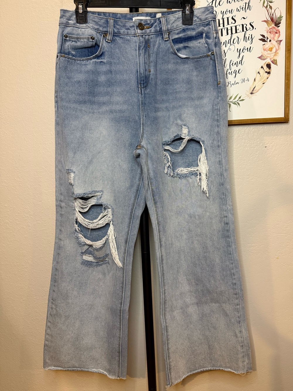 a loves a …Light Wash Distressed Women’s Jeans - Classic High-Rise Straight